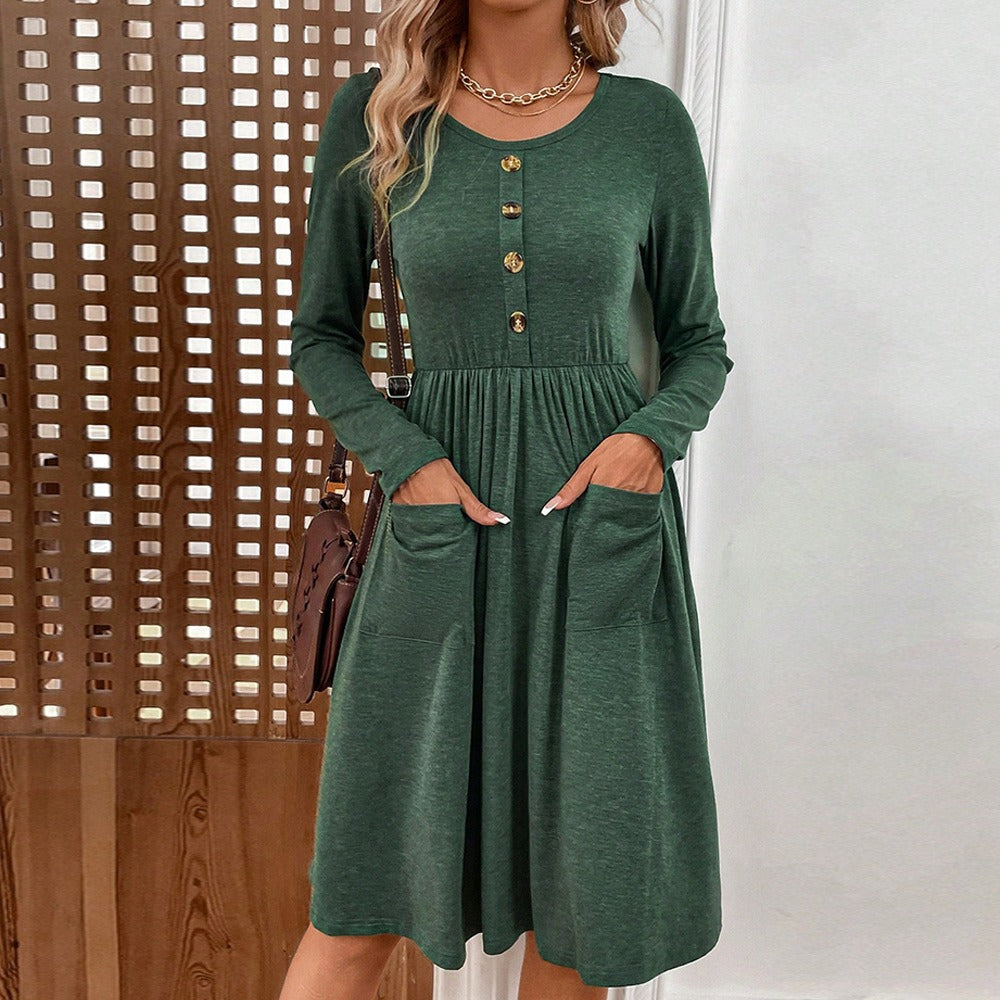 A-line Knitted Long Sleeved Dress