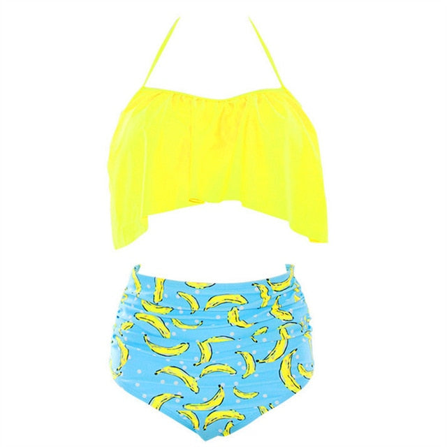 Yellow Tops & High Waisted Bikini Swimsuits