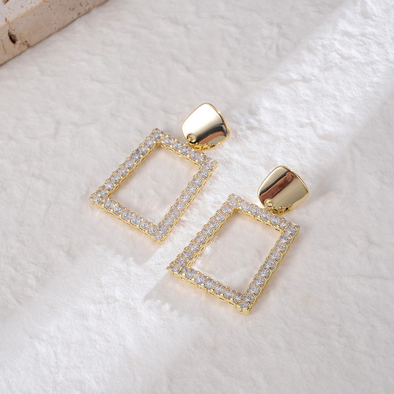 Square Dazzling Diamond Encrusted Earrings