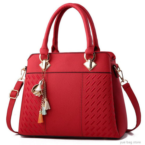 Red PU Leather Top-Handle, Crossbody or Shoulder Bag
