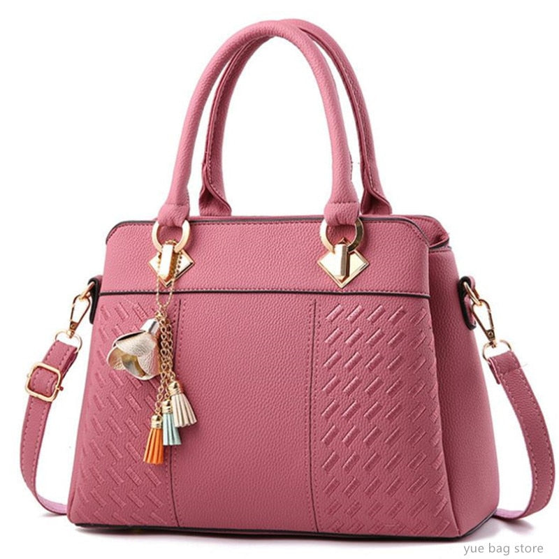 Pink PU Leather Top-Handle, Crossbody or Shoulder Bag