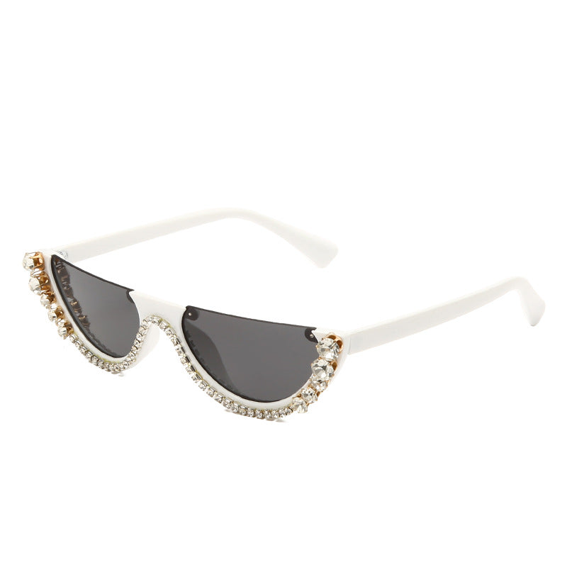Gray Luxury Small Half Frame Sunglasses