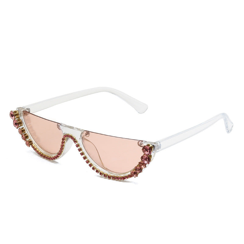 Pink Luxury Small Half Frame Sunglasses