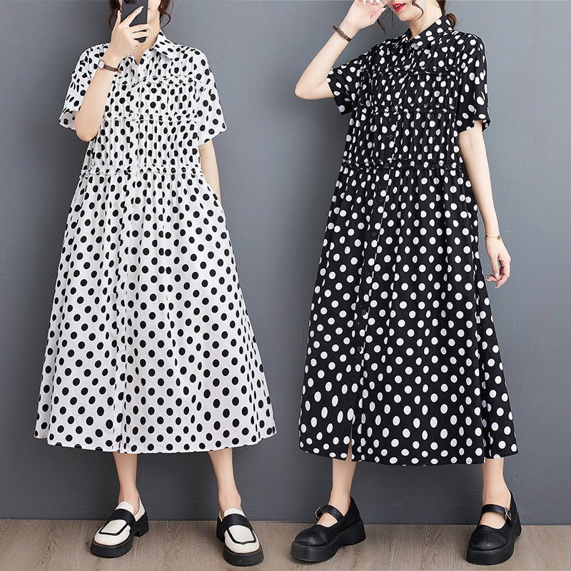 Black and White Whimsy Polka Dot Dress