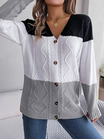 Gray Charlotte Buttoned Casual Sweater