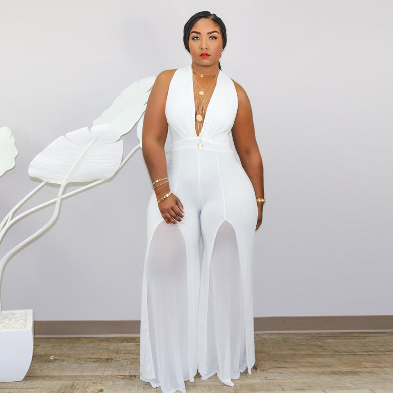 Elegant Plus Size Chiffon Jumpsuit