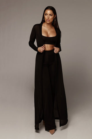 Black Long Cloak Strapless Bodysuit Set