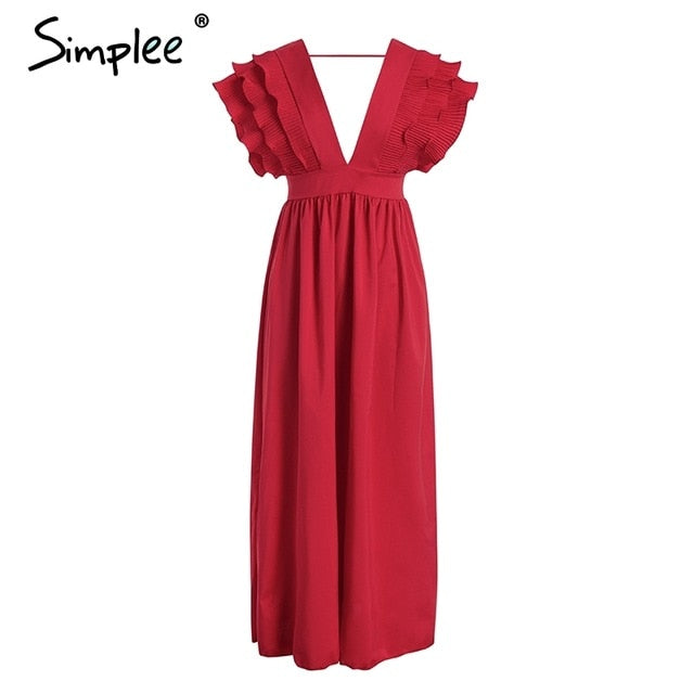 Red Ava's Allure Ruffle Sleeve Dress
