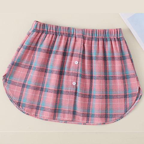 Pink Priscilla Plaid Mini Skirts Over Pants
