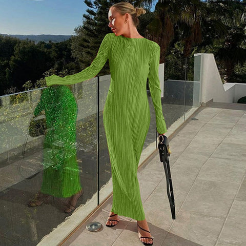 Green Elegant Long Sleeves Bodycon Dress