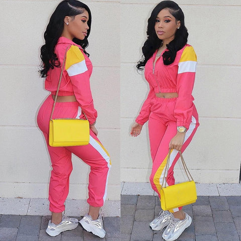 Pink Tracksuit Top and Pant Sweatsuit