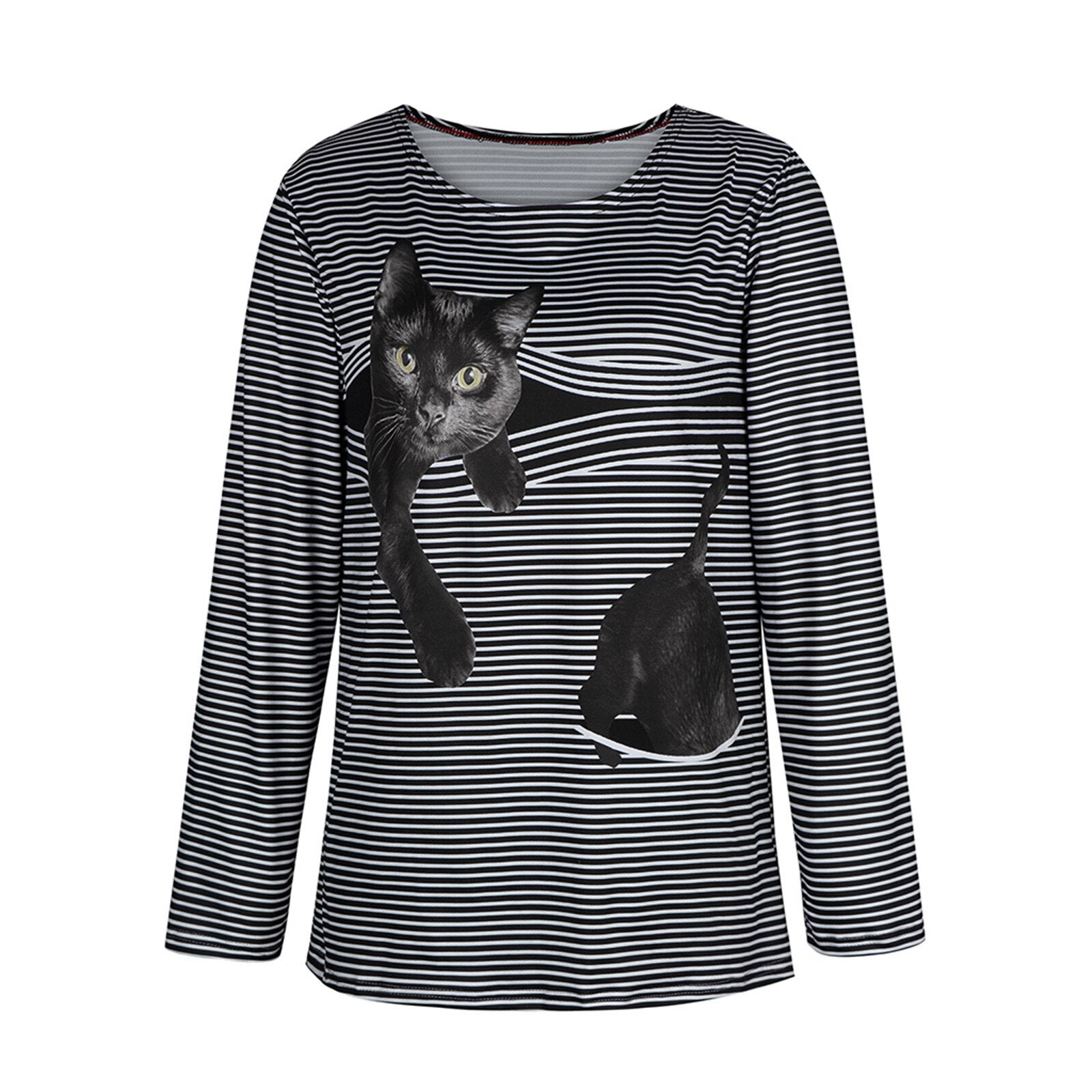 Cats in Blinds Print Women's Shirt Black