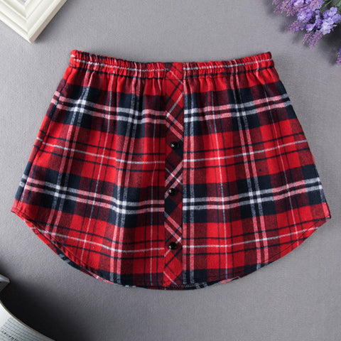 Red Priscilla Plaid Mini Skirts Over Pants