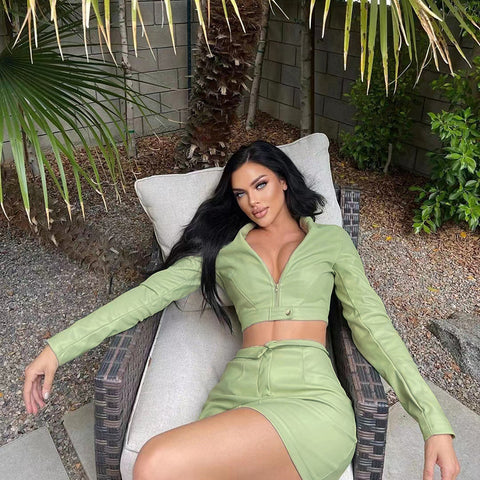 Flare Fling Essential Causal Outfit Green