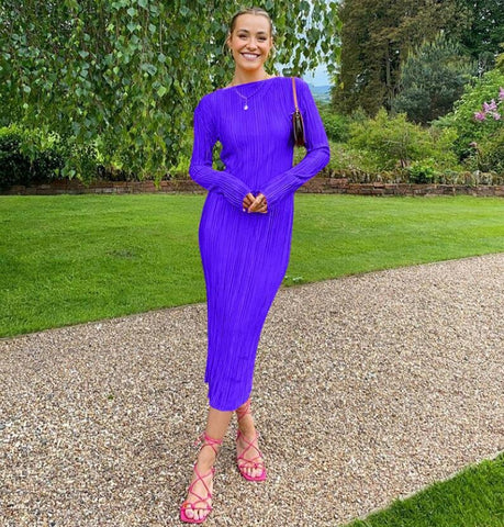 Purple Elegant Long Sleeves Bodycon Dress