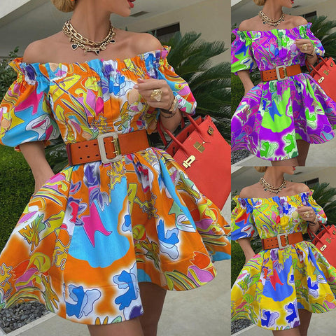 Shoulder-Bare Bliss Vibrant Summer Dress