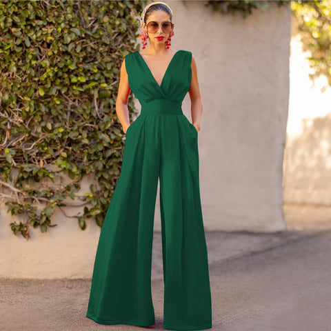 Green Slim Fit High Waist Wide leg Jumpsuit