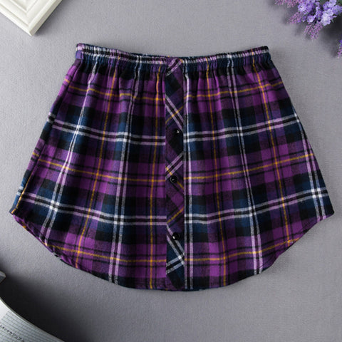 Purple Priscilla Plaid Mini Skirts Over Pants