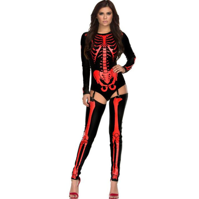 Black-Red Skull Zombie Cosplay Costume