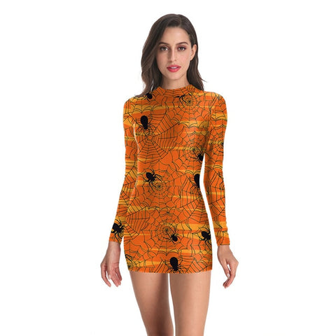 Scary Horror Cosplay Costumes Mini Dress - Orange