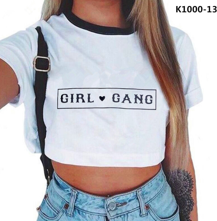Girl Gang Aesthetic Crop Top Graphic Tees
