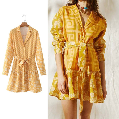 Sunny Yellow Collared Summer Dress