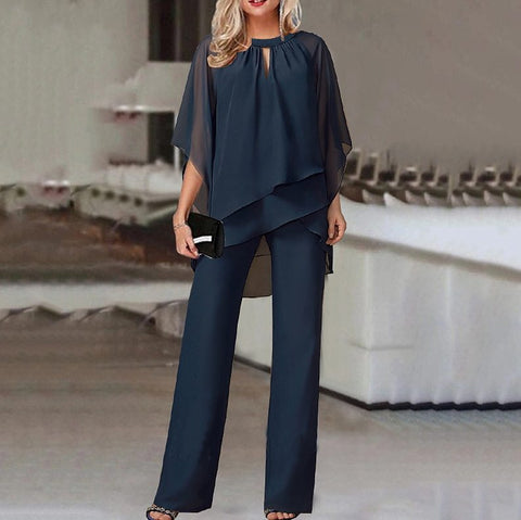 Navy Blue Lucy Loose Irregular Top Casual Outfit