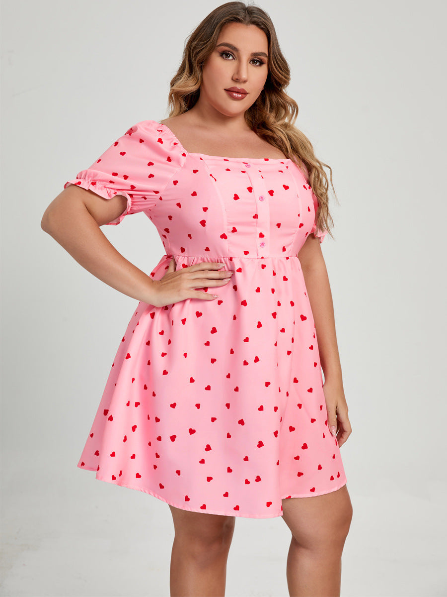 Plus Size Love Printed Hearts Dress