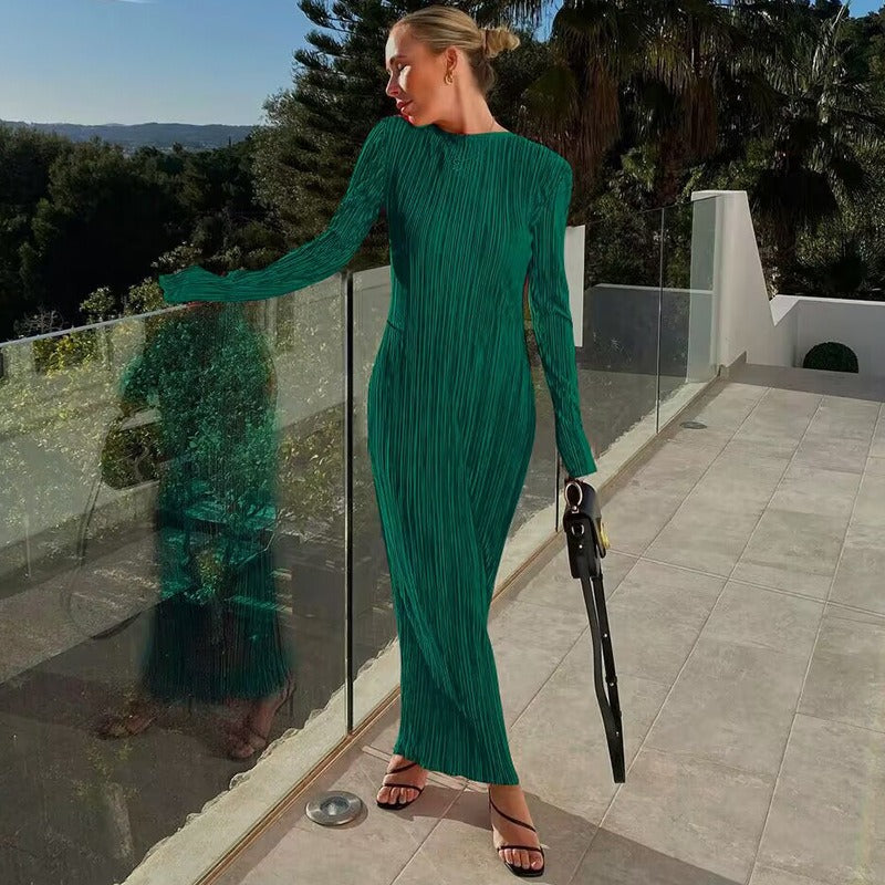 Dark Green Elegant Long Sleeves Bodycon Dress