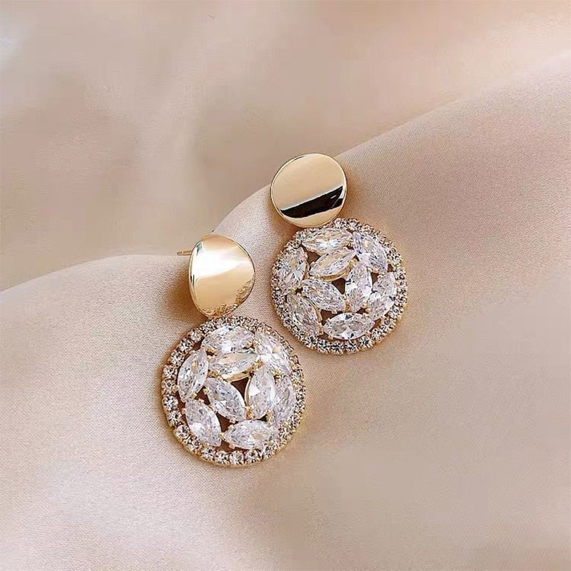 Round Crystal Luxury Wedding Earrings