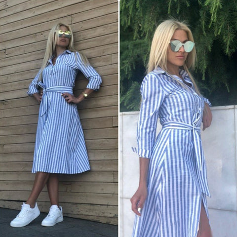Timeless Charm Blue Striped Dress