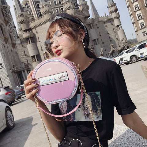 Pink Perfume Bottle Design Leather Women's Bag