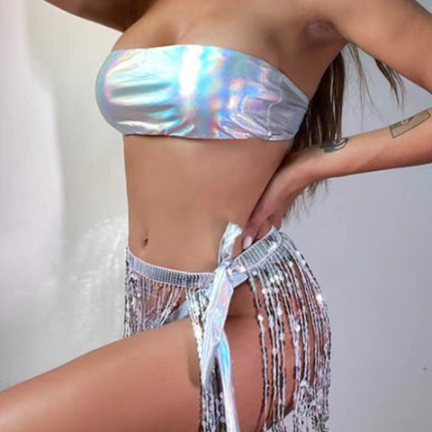 Sexy In Chrome Swimsuit