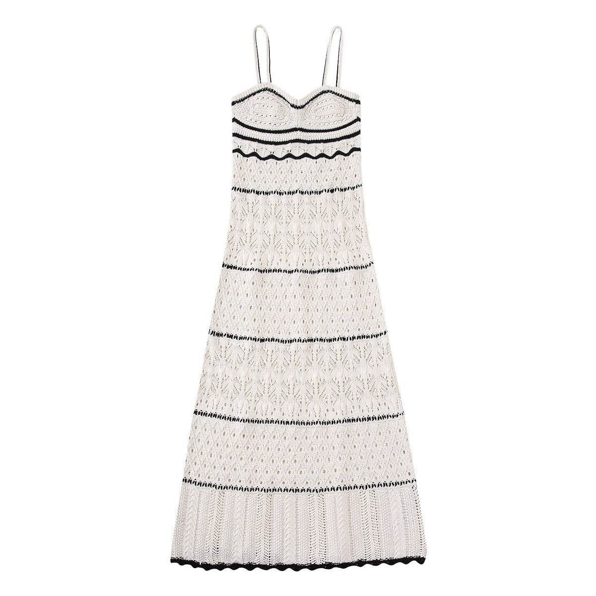 White Bohemian Knitted Long Dress