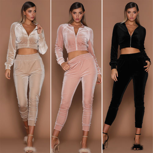 Velour Smooth Sweatshirt & Pants Sets