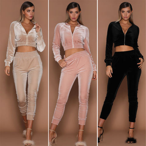 Velour Smooth Sweatshirt & Pants Sets