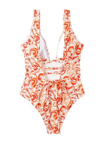 Orange Elegance One-Piece Swimwear