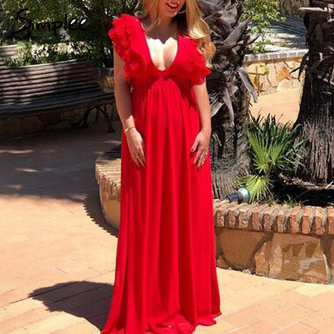 Red Ava's Allure Ruffle Sleeve Dress