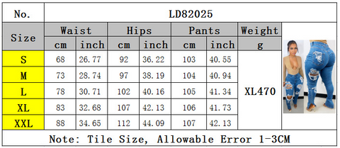Dare Devil High Waist Jeans Size Chart
