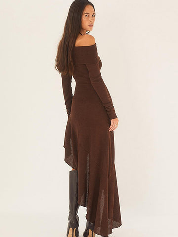 Dark Khaki Ruffles Party Dress