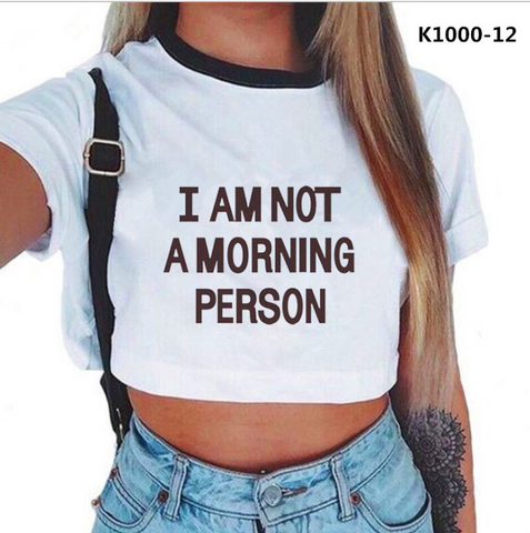 Morning Person Aesthetic Crop Top Graphic Tees