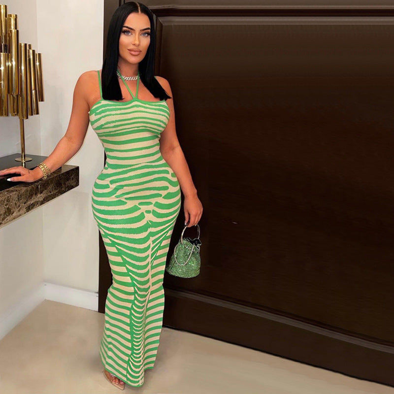 Green Striped Symphony Knit Dress