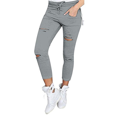 Gray Skinny Stretch Ripped Jeans