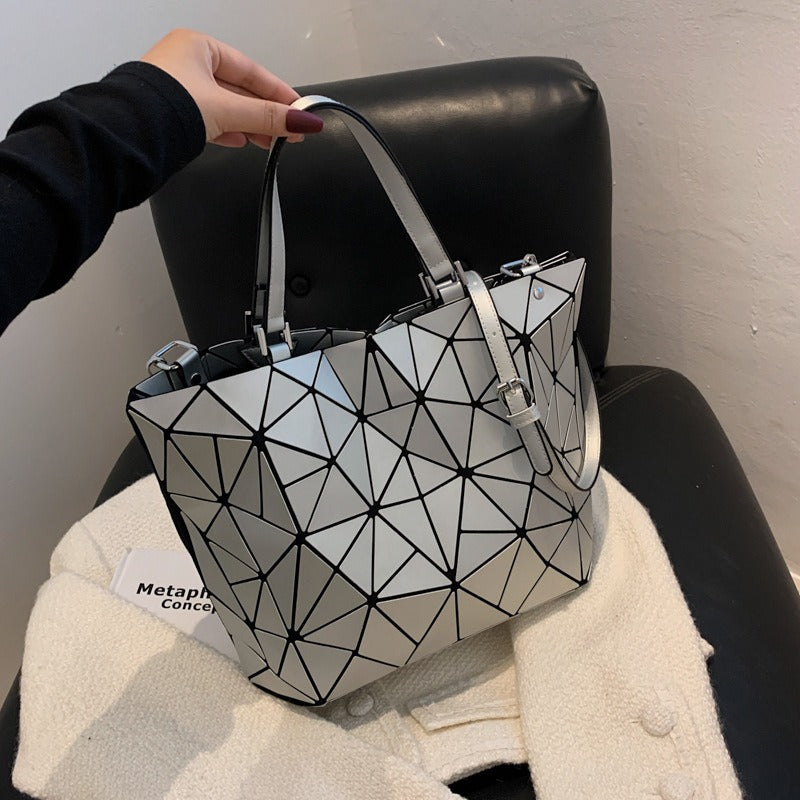 Silver Geometric Marvel Handbag