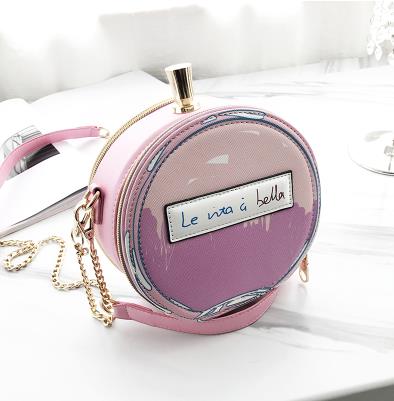 Pink Perfume Bottle Design Leather Women's Bag