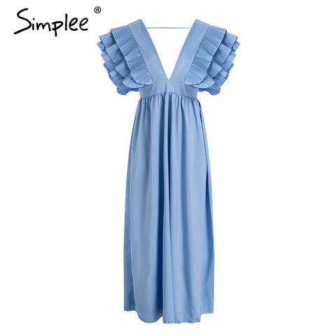 Light Blue Ava's Allure Ruffle Sleeve Dress