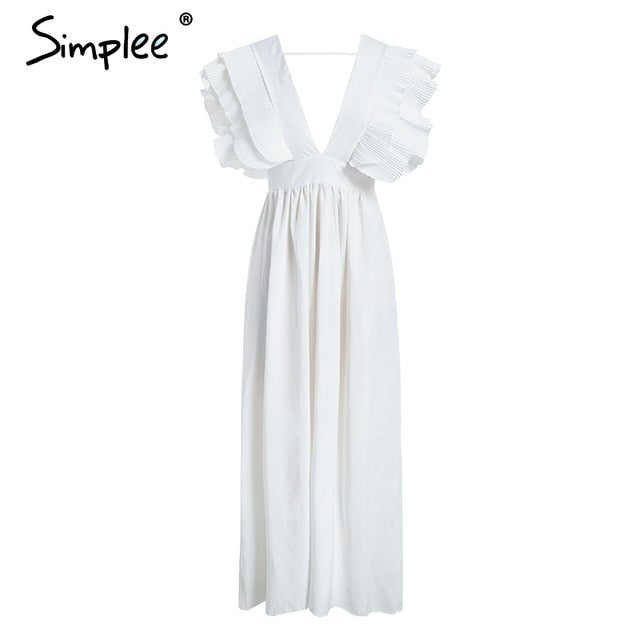 White Ava's Allure Ruffle Sleeve Dress