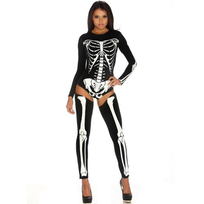 Black-white Skull Zombie Cosplay Costume
