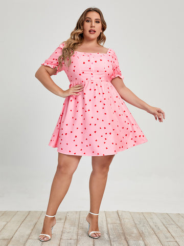 Plus Size Love Printed Hearts Dress
