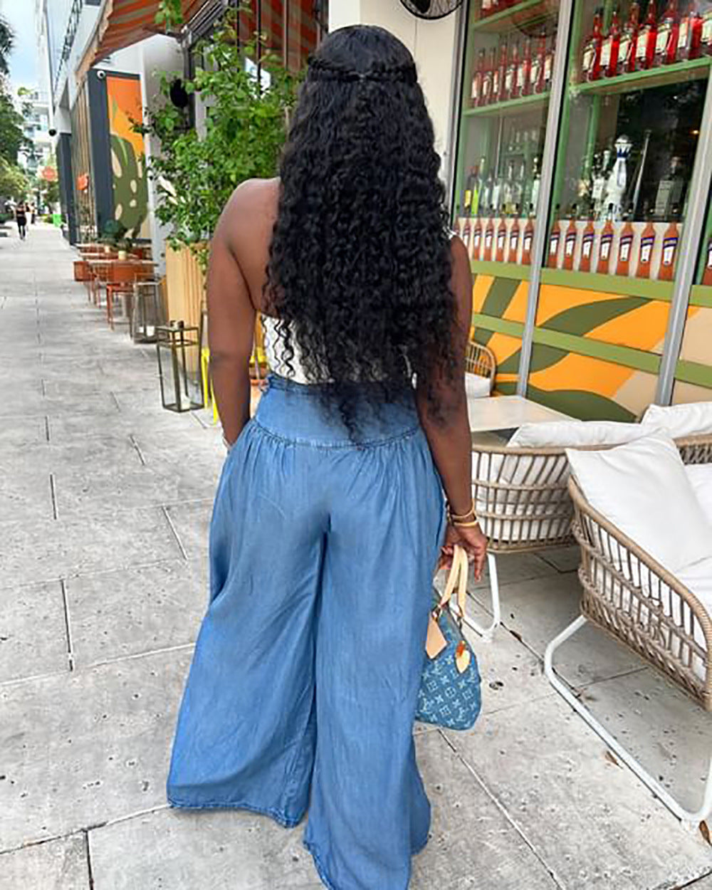 Sapphire Blue Sofia Straight Wide Leg Pants